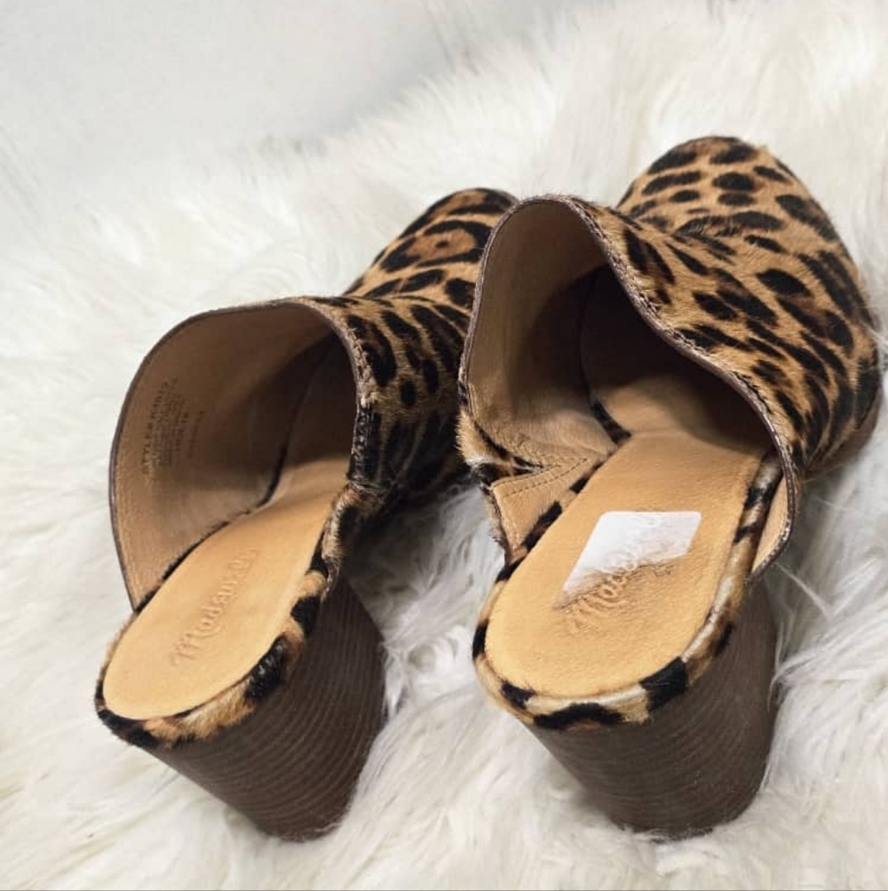 Madewell The Harper Mule Leopard Calf Hair Madewell Bethesda Row Size 9 - Picture 4 of 9